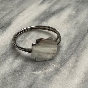 Vtg Italian 800 Silver Double Band Cross Signet Adjustable Ring Size 8.5